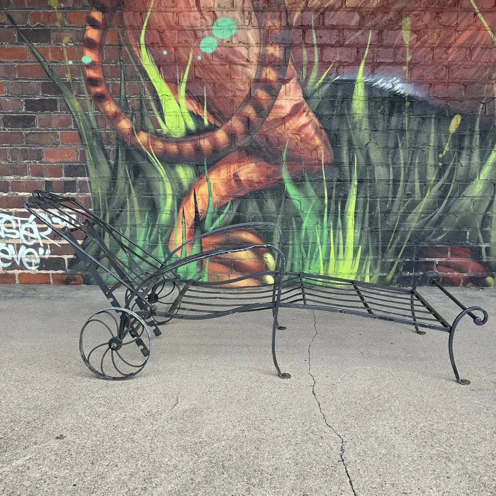 Wrought Iron Salterini Chaise Patio Lounge Chair