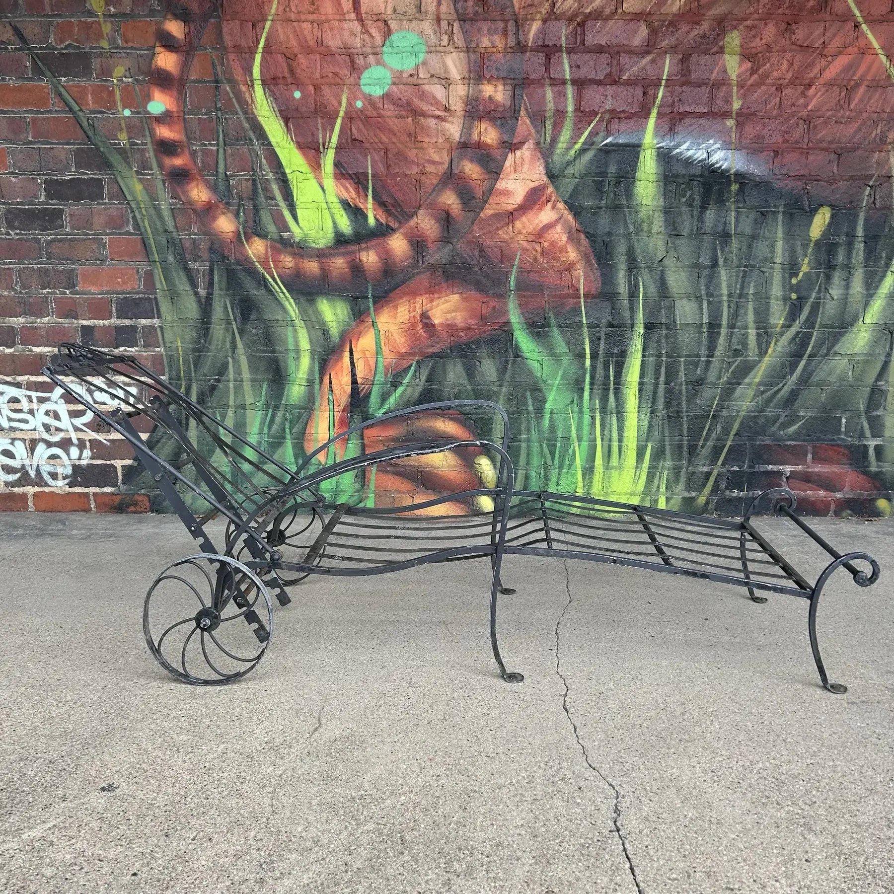 Wrought Iron Salterini Chaise Patio Lounge Chair