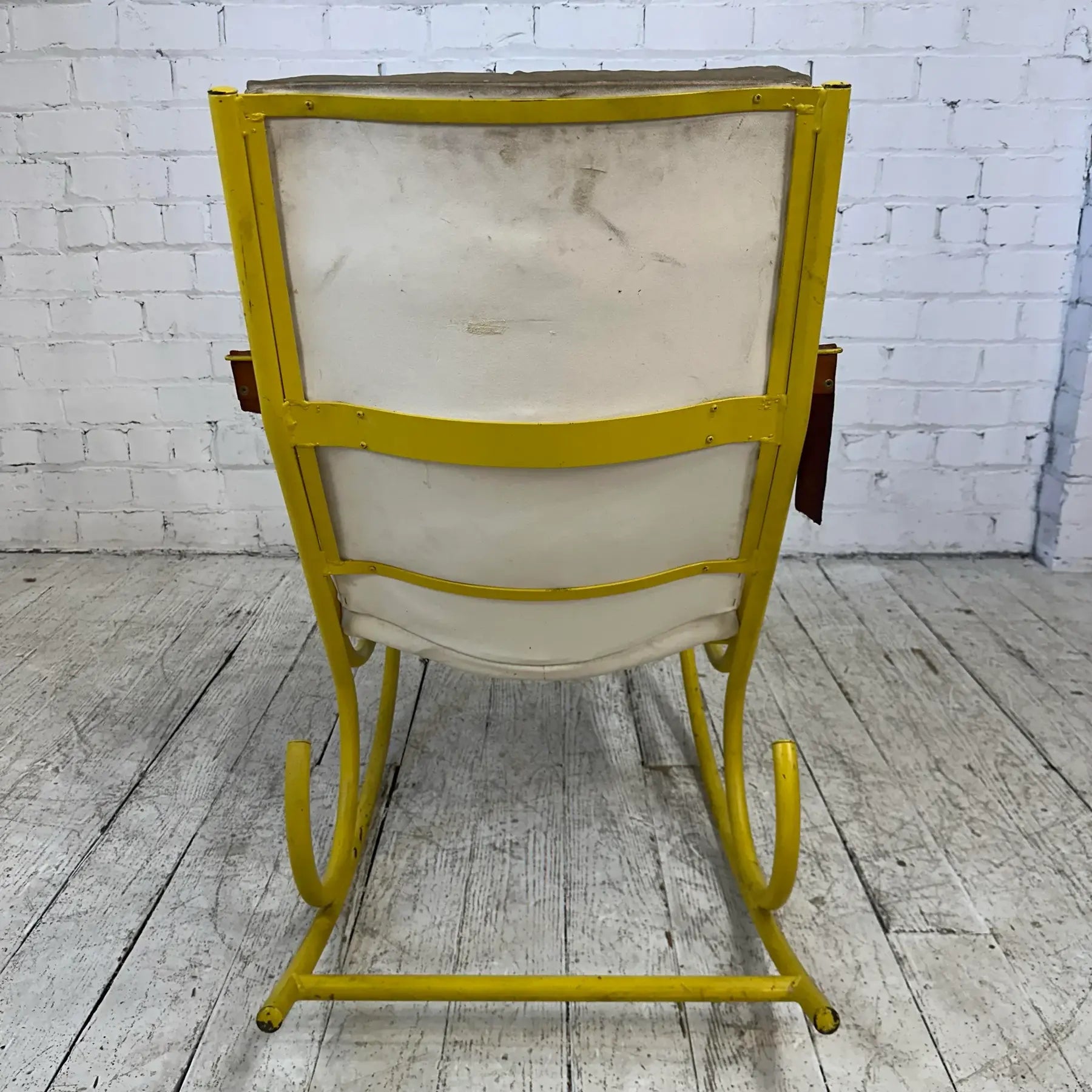 Yellow Metal Framed Rocking Chair Arthur Umanoff Style of Thonet