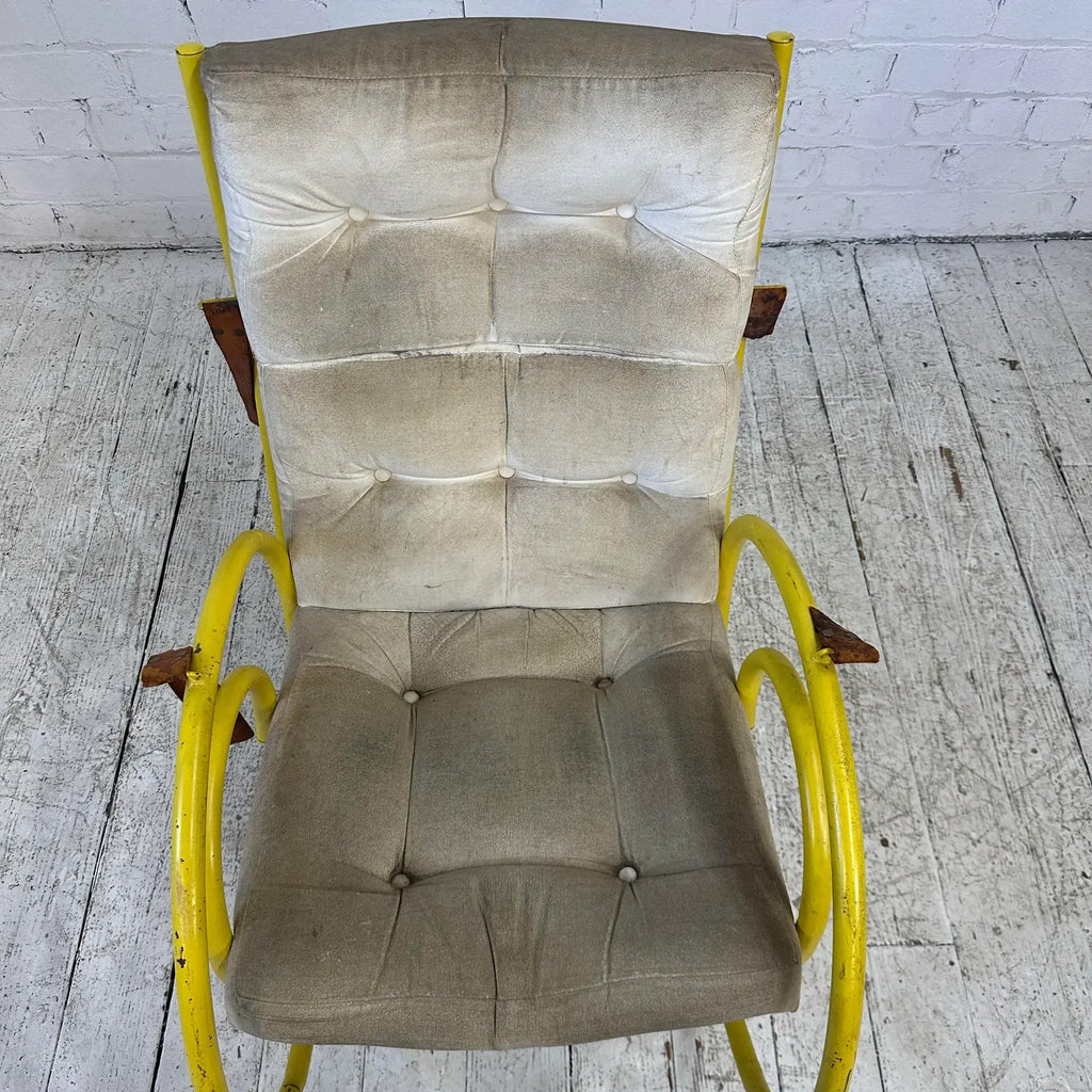 Yellow Metal Framed Rocking Chair Arthur Umanoff Style of Thonet