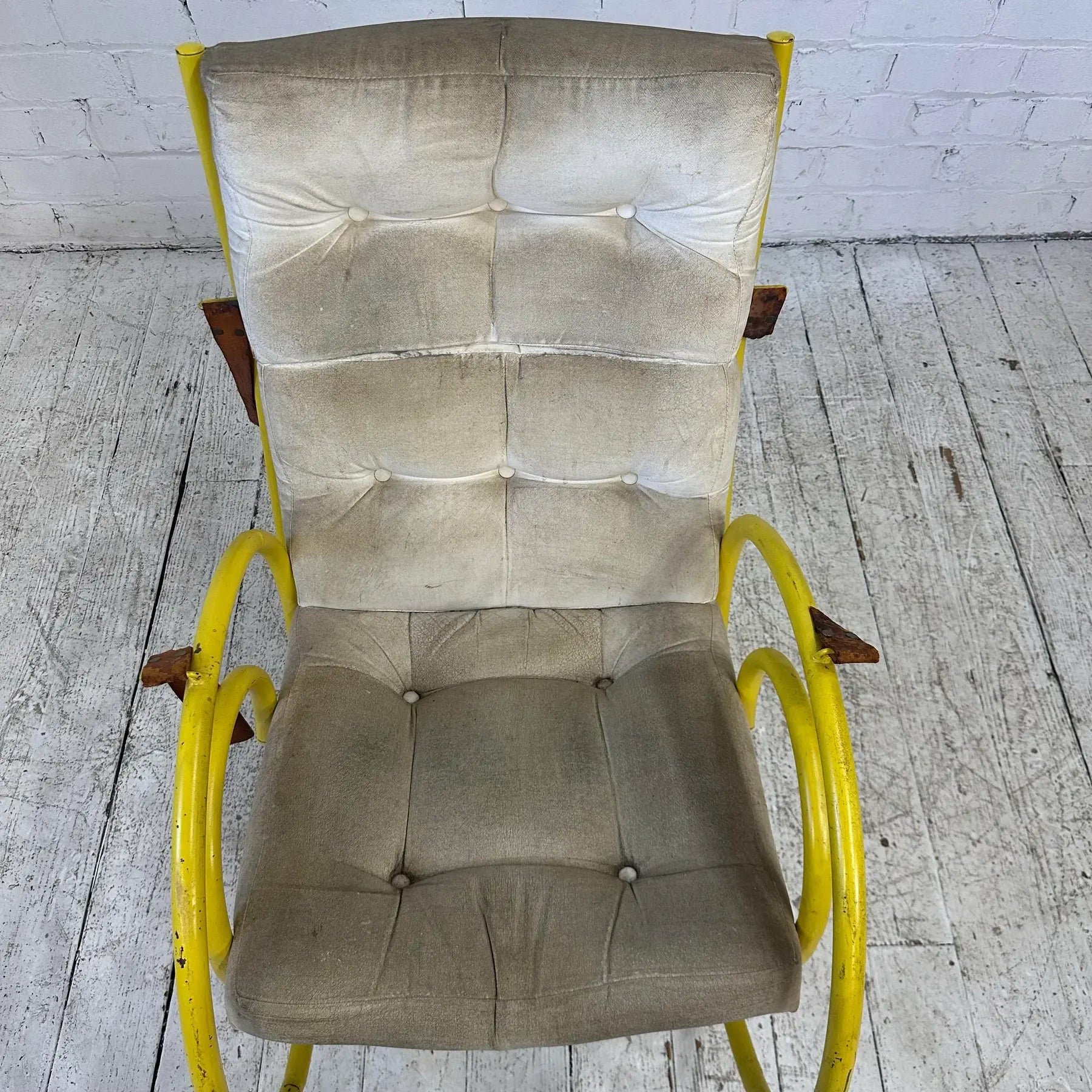 Yellow Metal Framed Rocking Chair Arthur Umanoff Style of Thonet